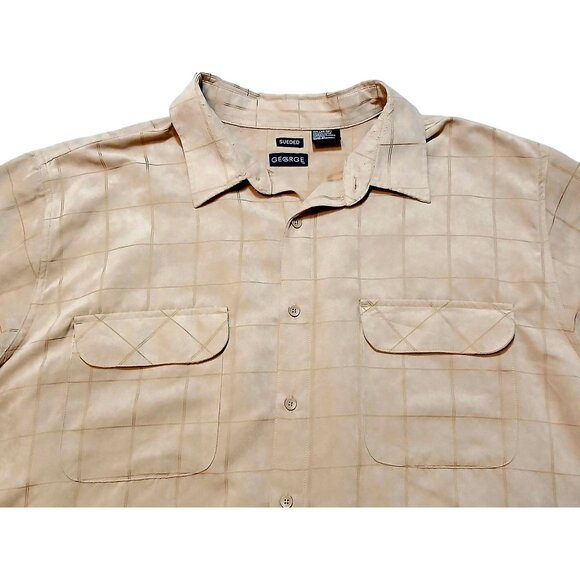 George Sueded Mens Shirt Button Front 2 Pocket Long Sleeve Big & Tall Size 2XL - Picture 5 of 6